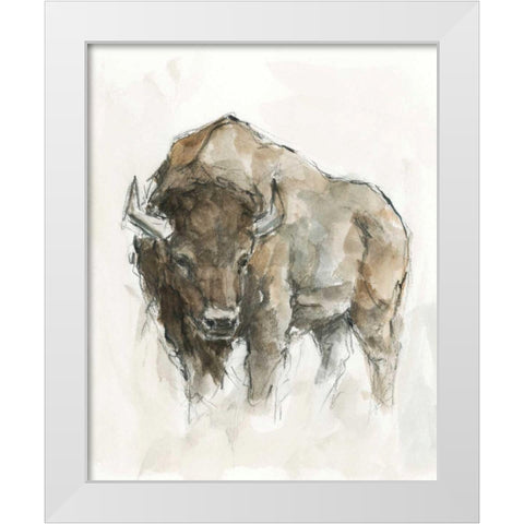 American Buffalo II White Modern Wood Framed Art Print by Harper, Ethan