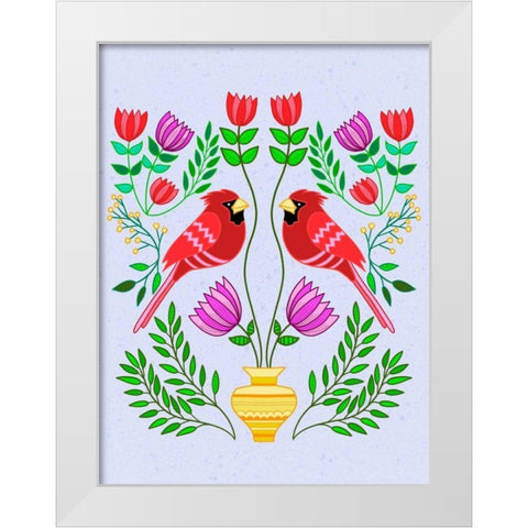 Folk Bird I White Modern Wood Framed Art Print by Moore, Regina