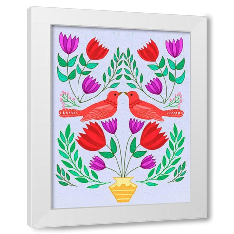 Folk Bird III White Modern Wood Framed Art Print by Moore, Regina