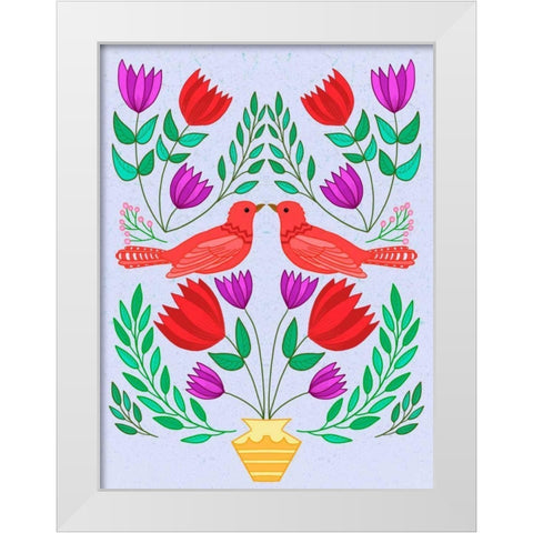 Folk Bird III White Modern Wood Framed Art Print by Moore, Regina