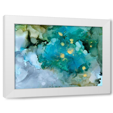 Aqua Brume I White Modern Wood Framed Art Print by Borges, Victoria