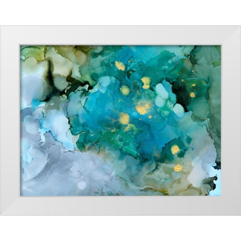 Aqua Brume I White Modern Wood Framed Art Print by Borges, Victoria