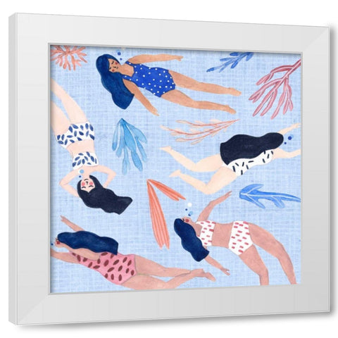 Gone Swimming III White Modern Wood Framed Art Print by Wang, Melissa