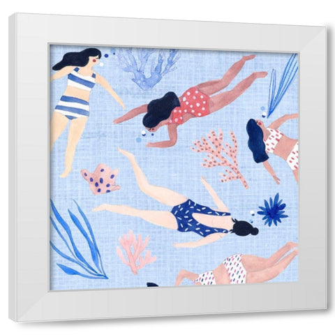 Gone Swimming IV White Modern Wood Framed Art Print by Wang, Melissa