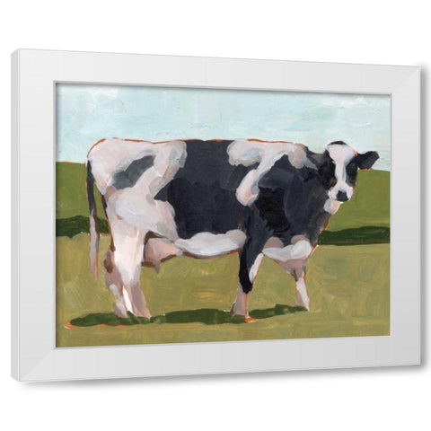 Cow Portrait I White Modern Wood Framed Art Print by Wang, Melissa