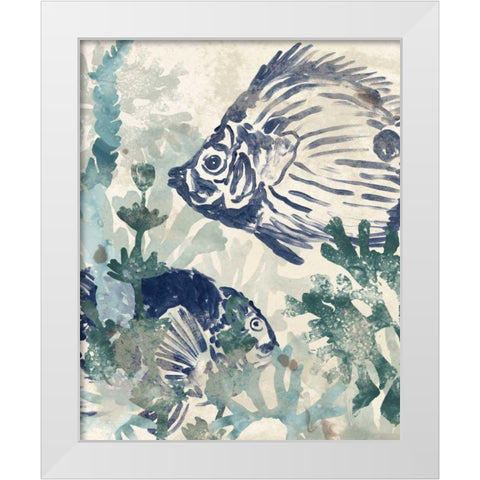 Seafloor Fresco I White Modern Wood Framed Art Print by Vess, June Erica