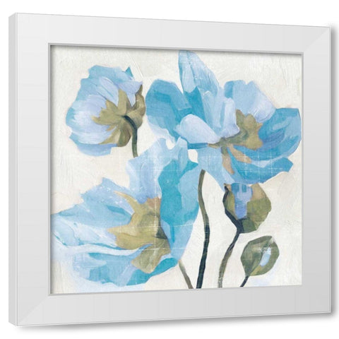 Azure Peony I White Modern Wood Framed Art Print by Caroline, Emma