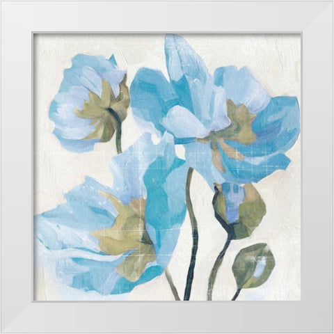 Azure Peony I White Modern Wood Framed Art Print by Caroline, Emma