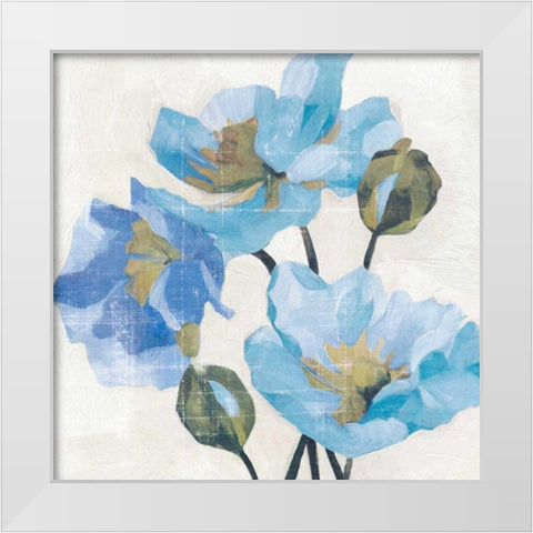 Azure Peony II White Modern Wood Framed Art Print by Caroline, Emma