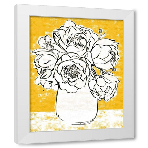 Golden Peony I White Modern Wood Framed Art Print by Warren, Annie