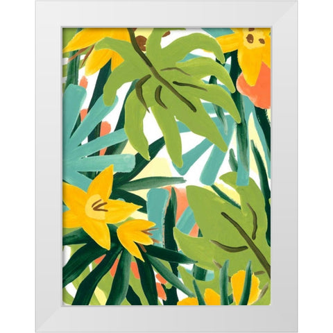 Palm Thatch II White Modern Wood Framed Art Print by Vess, June Erica