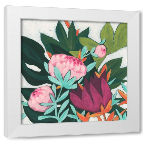 Jungle Jewel I White Modern Wood Framed Art Print by Vess, June Erica