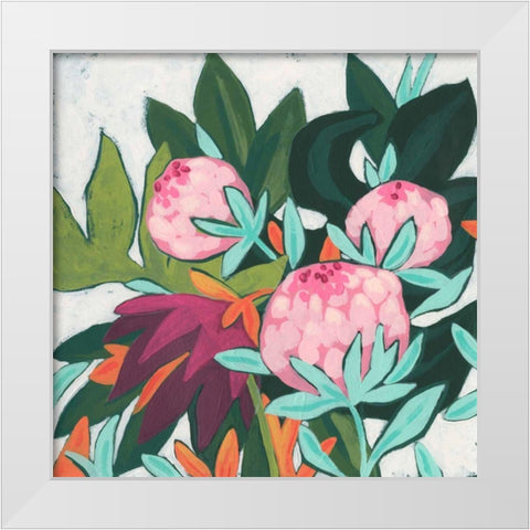 Jungle Jewel II White Modern Wood Framed Art Print by Vess, June Erica