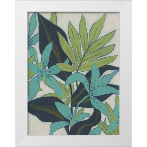 Jungle Blues I White Modern Wood Framed Art Print by Vess, June Erica