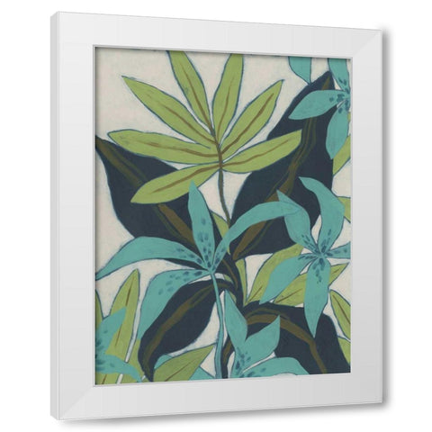Jungle Blues II White Modern Wood Framed Art Print by Vess, June Erica
