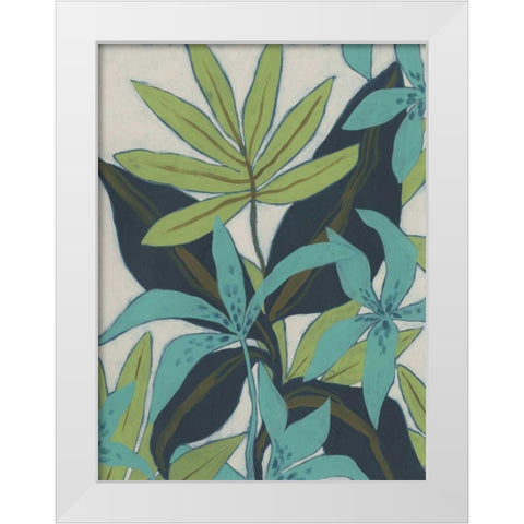 Jungle Blues II White Modern Wood Framed Art Print by Vess, June Erica