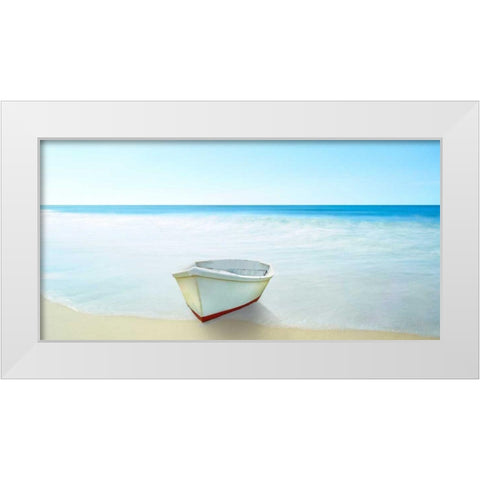 Boat on a Beach III White Modern Wood Framed Art Print by McLoughlin, James