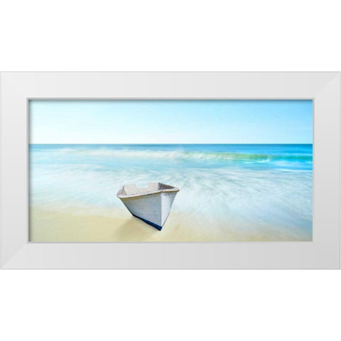 Boat on a Beach IV White Modern Wood Framed Art Print by McLoughlin, James
