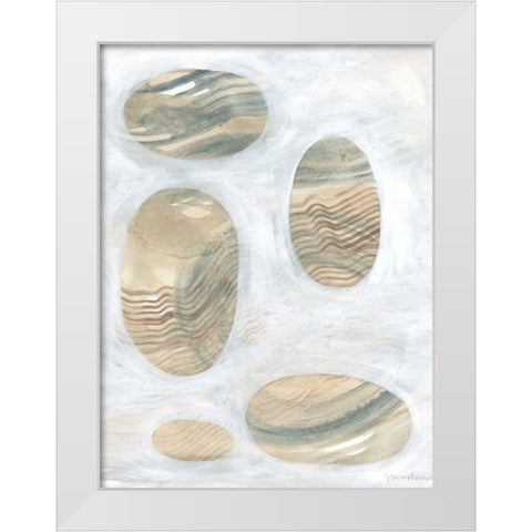 Neutral River Rocks III White Modern Wood Framed Art Print by Lam, Vanna