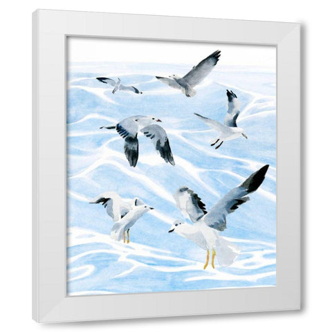 Seagull Soiree I White Modern Wood Framed Art Print by Warren, Annie