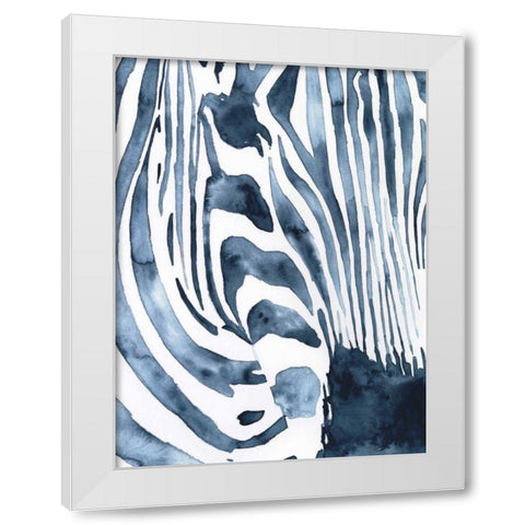 Indigo Zebra I White Modern Wood Framed Art Print by Borges, Victoria
