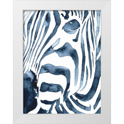 Indigo Zebra II White Modern Wood Framed Art Print by Borges, Victoria
