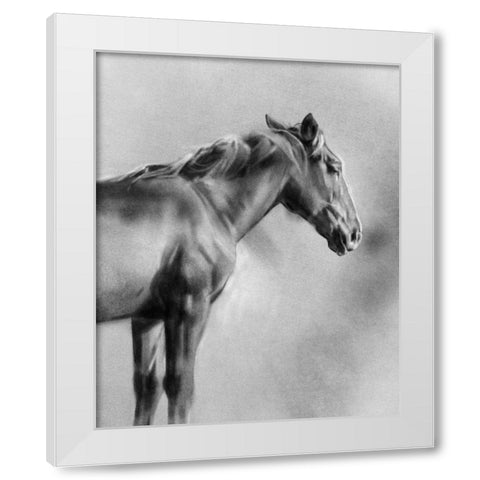 Charcoal Equine Portrait I White Modern Wood Framed Art Print by Caroline, Emma