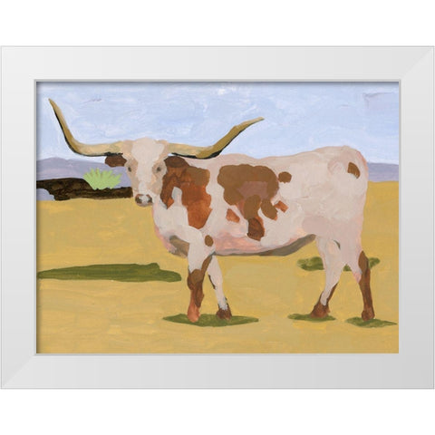 Longhorn Cattle I White Modern Wood Framed Art Print by Wang, Melissa