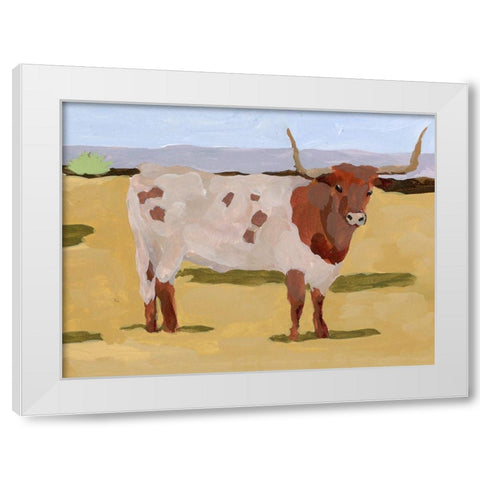 Longhorn Cattle II White Modern Wood Framed Art Print by Wang, Melissa