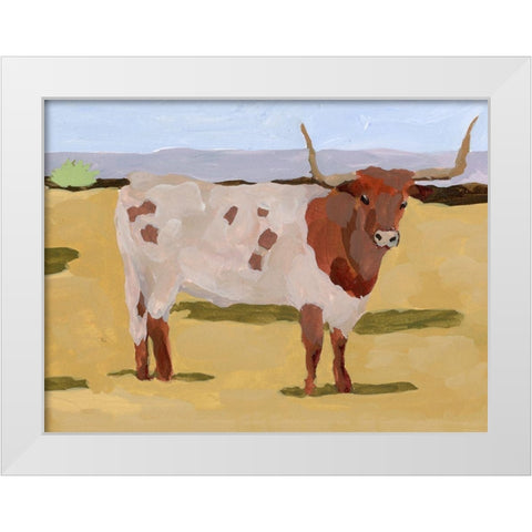 Longhorn Cattle II White Modern Wood Framed Art Print by Wang, Melissa