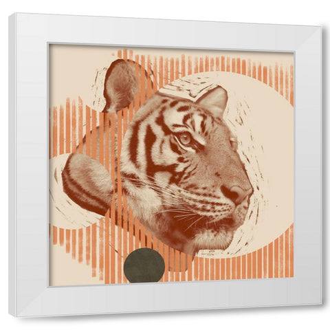Pop Art Tiger I White Modern Wood Framed Art Print by Green, Jacob