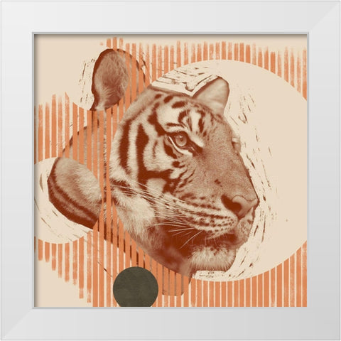 Pop Art Tiger I White Modern Wood Framed Art Print by Green, Jacob