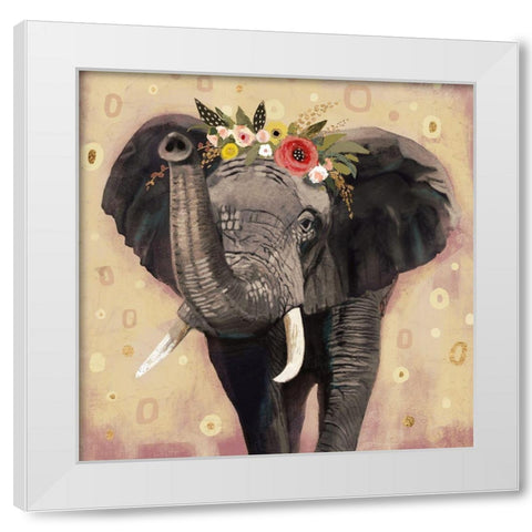 Klimt Elephant II White Modern Wood Framed Art Print by Barnes, Victoria