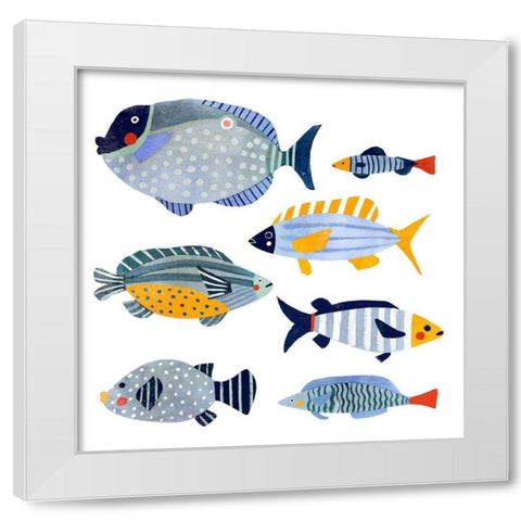 Patterned Fish I White Modern Wood Framed Art Print by Barnes, Victoria