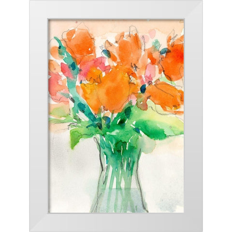 Cheerful Bouquet I White Modern Wood Framed Art Print by Dixon, Samuel