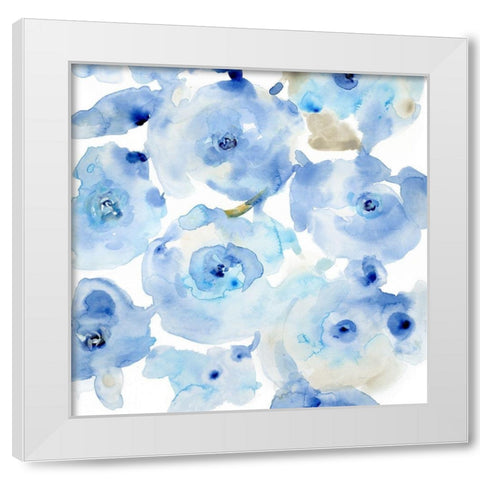 Blue Roses I White Modern Wood Framed Art Print by OToole, Tim