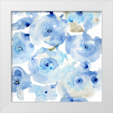 Blue Roses I White Modern Wood Framed Art Print by OToole, Tim