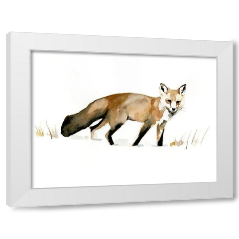 Winter Fox I White Modern Wood Framed Art Print by Barnes, Victoria