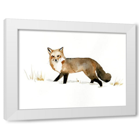 Winter Fox II White Modern Wood Framed Art Print by Barnes, Victoria