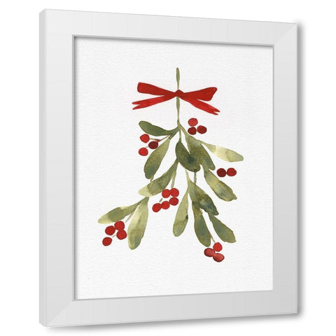 Mistletoe Bow I White Modern Wood Framed Art Print by Caroline, Emma
