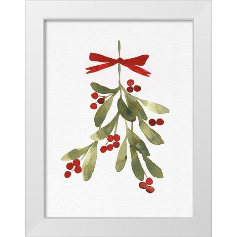 Mistletoe Bow I White Modern Wood Framed Art Print by Caroline, Emma