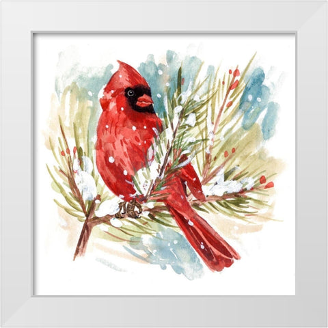 The Cardinal I White Modern Wood Framed Art Print by Wang, Melissa