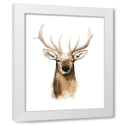Watercolor Elk Portrait I White Modern Wood Framed Art Print by Popp, Grace