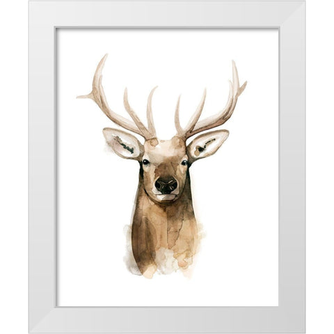 Watercolor Elk Portrait I White Modern Wood Framed Art Print by Popp, Grace