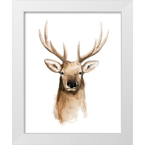 Watercolor Elk Portrait II White Modern Wood Framed Art Print by Popp, Grace