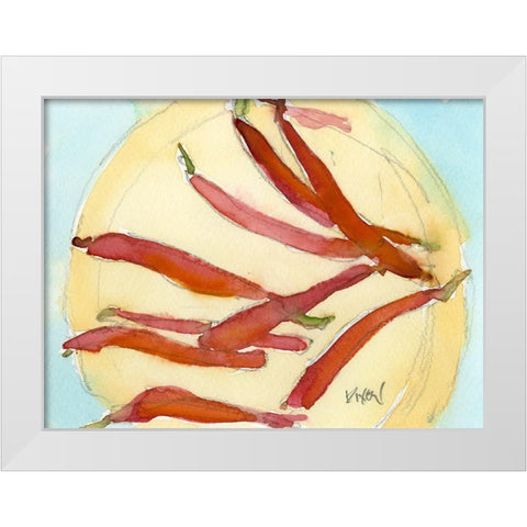 Peppers on a Plate I White Modern Wood Framed Art Print by Dixon, Samuel