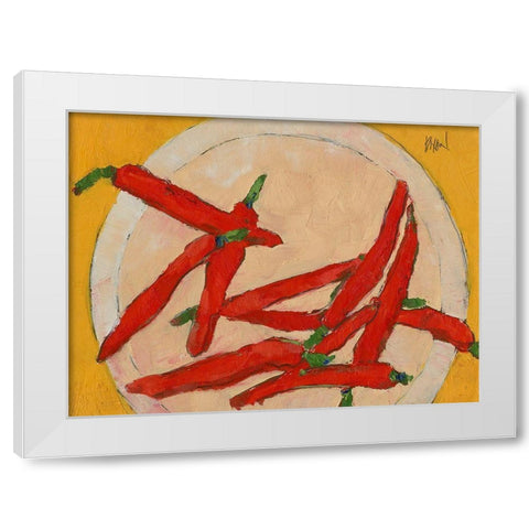Peppers on a Plate III White Modern Wood Framed Art Print by Dixon, Samuel