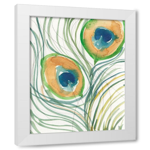Peacock Abstract I White Modern Wood Framed Art Print by Dixon, Samuel