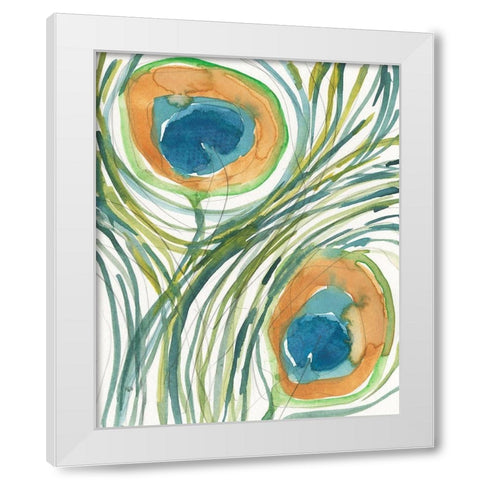 Peacock Abstract II White Modern Wood Framed Art Print by Dixon, Samuel