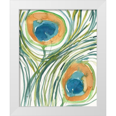 Peacock Abstract II White Modern Wood Framed Art Print by Dixon, Samuel